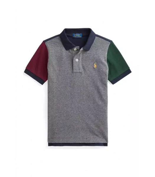 Polo Ralph Lauren Grey With Colored Arms Multi Color Blocked Polo Shirt